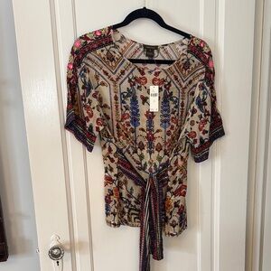 Anthropologie Vineet Bahl Multicolor Embroidered Floral Blouse